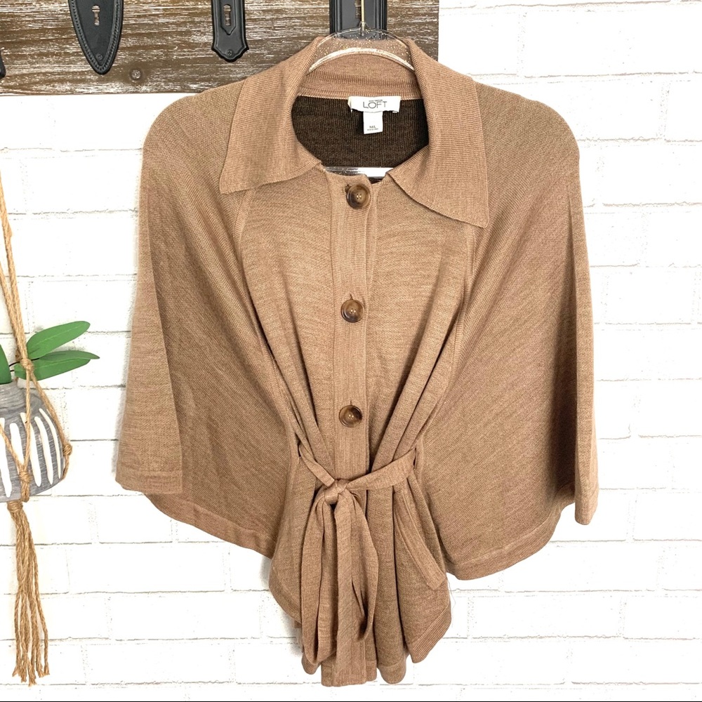 Loft Cape style Cardigan tan size M/L
